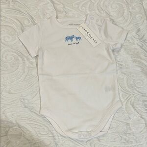Janie and Jack White Bodysuit with Blue Zebra